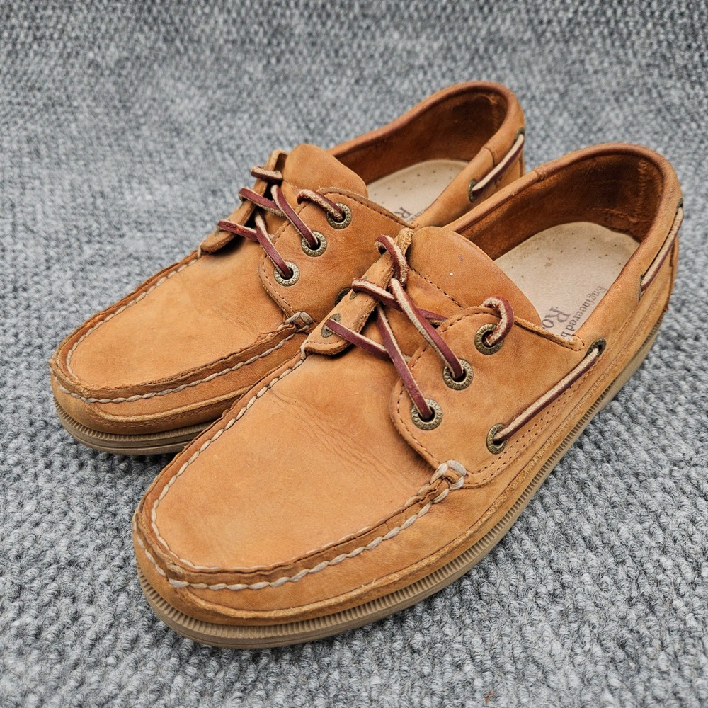 Rockport (Men's 8 M) Tan Boat Shoes Leather Casual Nautical Slip On Loafer